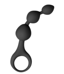 Chapelet anal 3 boules noir silicone 15 cm Pocket Pleasure + 1 dosette lubrifiant